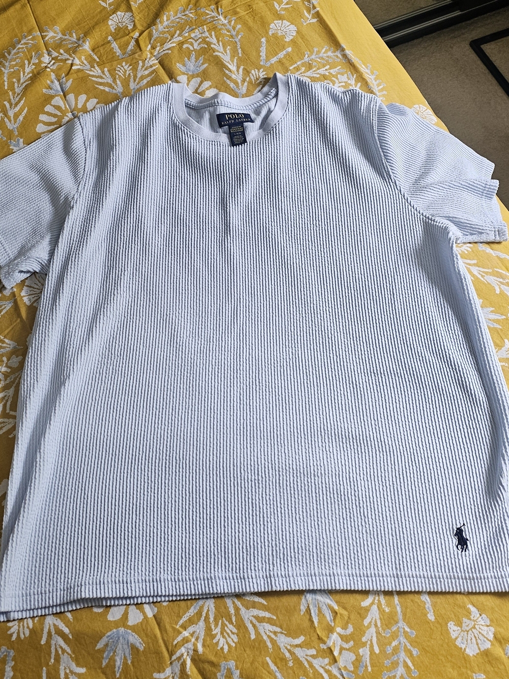 Polo by Ralph Lauren Light Blue Seersucker Crew Neck T-Shirt